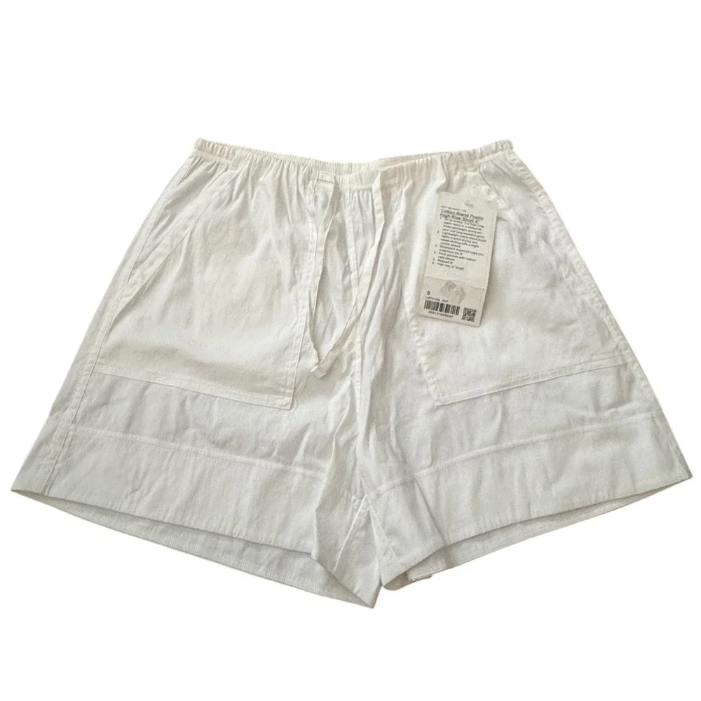 Lululemon‎ White Cotton-Blend Poplin High-Rise Short 4